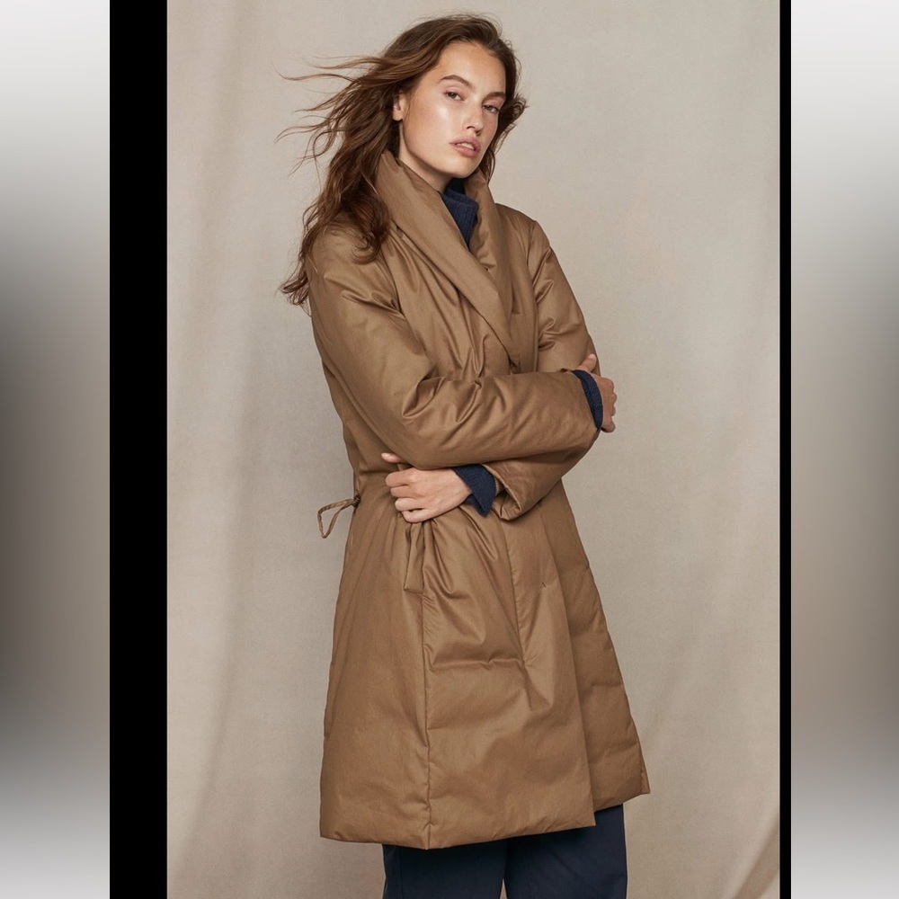 POETRY Brown Mocha Chocolate Shawl Collar Puffer Coat Jacket RARE US 18 Winter
